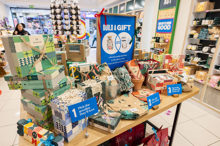 The Body Shop interior products on display